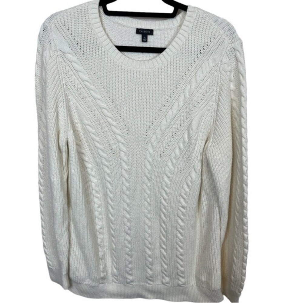 Talbots Chunky Cable Knit sweater ivory XL